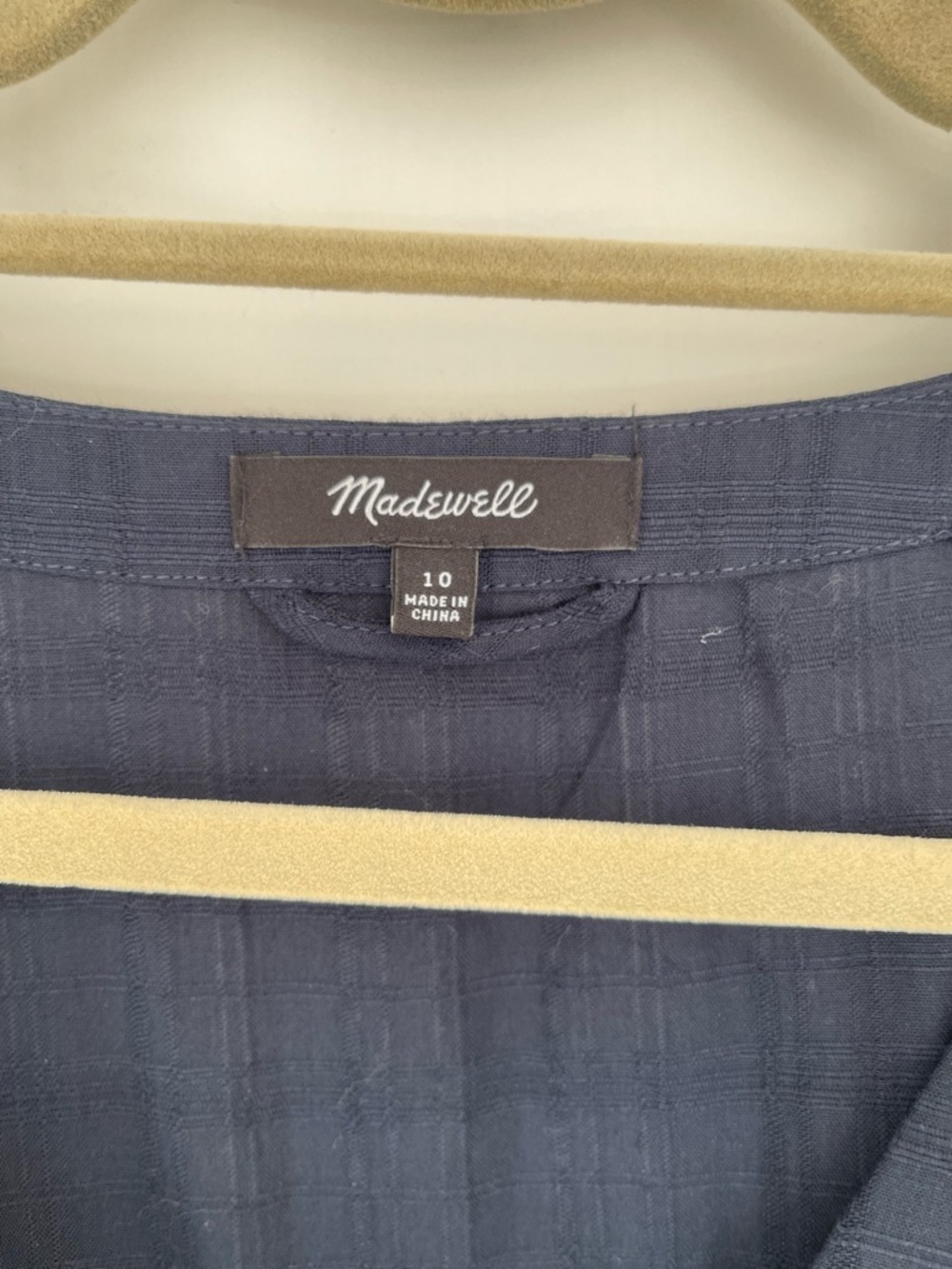 Madewell Midi | Maxi Prairie Dress, 100% Cotton Navy Windowpane, Size 8-10 - Picture 15 of 16